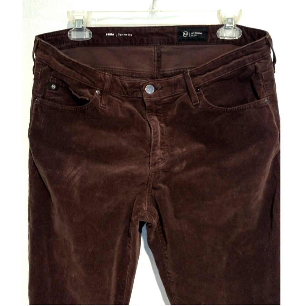 AG Adriano Goldschmied Womens Corduroy Cigarette Pants Brown 32x29 Dark Academia